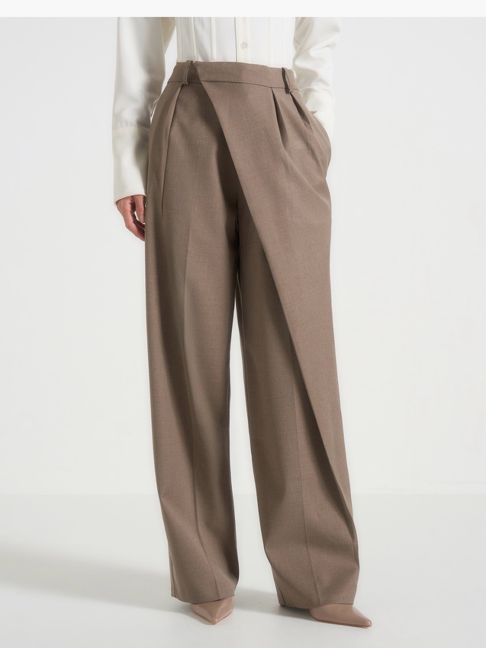 Maniere De Voir Olive Wide Leg Wrap Pants